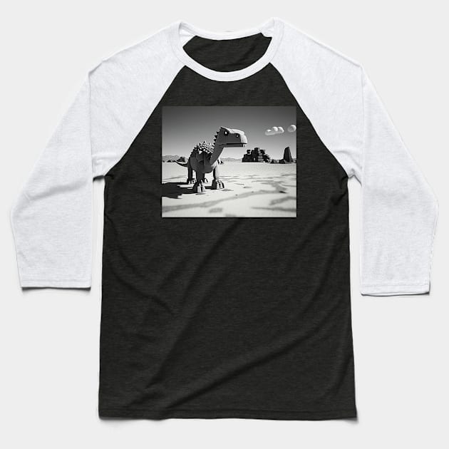 Pixelated T-Rex chrome Game no internet Baseball T-Shirt by Choc7.YT